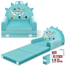 Dinosaur Kids Sofa Bed with Removable Washable Cover  Magic-Tape Dino-green