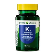Spring Valley Vitamin K2 Supplement Softgels, 100 mcg, 60 Count
