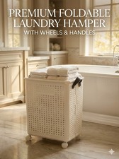 Rolling Laundry Basket on Wheels   Foldable Ventilated Clothes Hamper 20  Tall