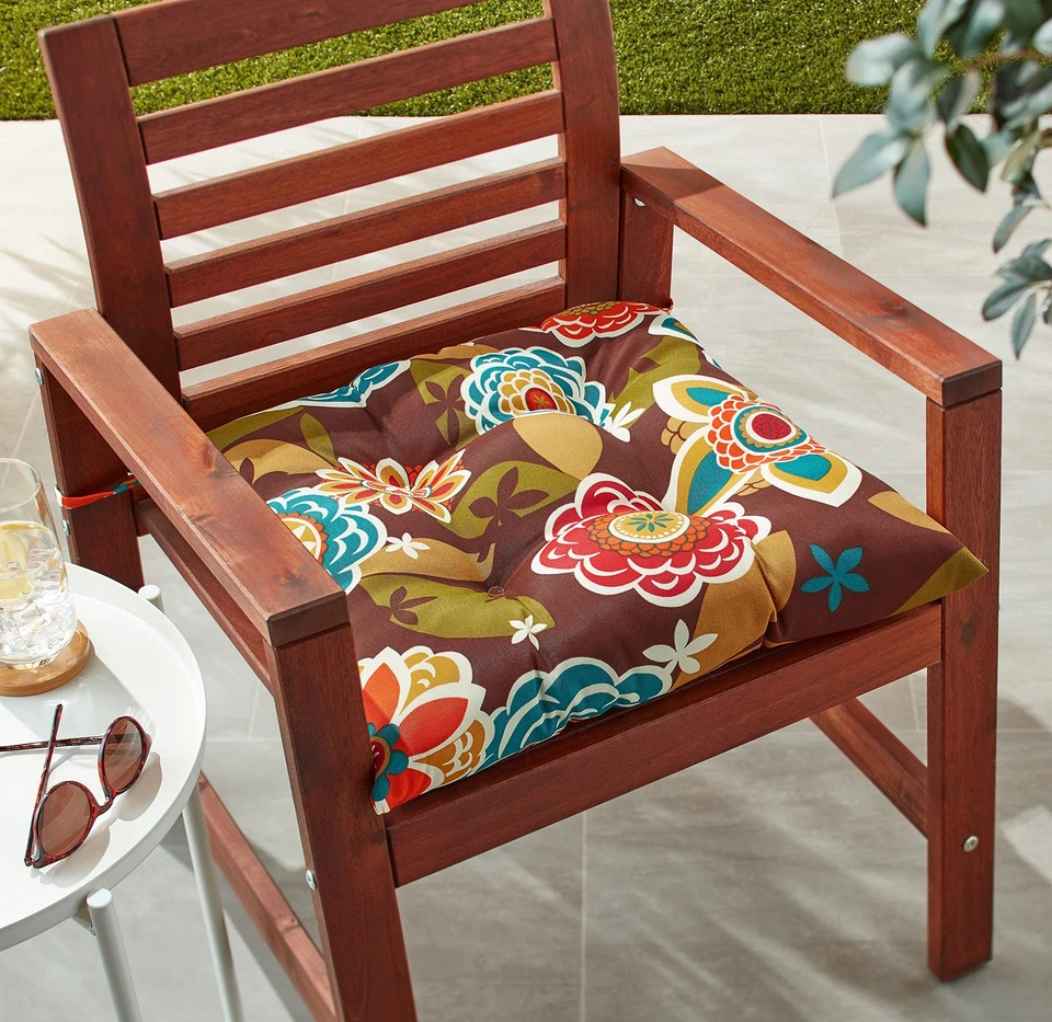 Cojín de asiento de silla de interior/exterior floral perfecto con lazos, acolchado, nosotros... Foto 4 de 4