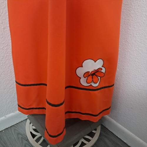 Vintage 60s 70s Handmade Mod Maxi Dress M/L Shawl Collar Flower Applique, $15 - Photo 3