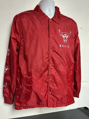 Giacca Bomber NBA Chicago Bulls Coach Bottoni Taglia Media Rosso Basket