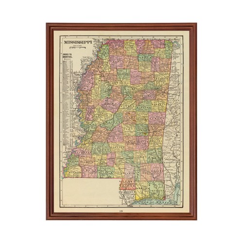 Old Map of Mississippi 1909 - Vintage Mississippi Art - Picture 1 of 29