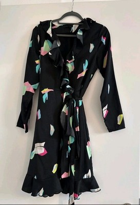 Wickelkleid von PEPE JEANS Sommerkleid schwarz S 36 Midikleid KLEID schwarz BUNT