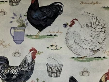 LINED WINDOW VALANCE CURTAIN 42 X 15 COUNTRY FARMHOUSE CHICKEN ROOSTER EGGS