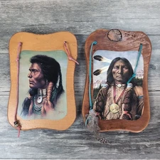 Vintage Native American Art Wood Plaques Lithograph Prints Bill Hampton Western