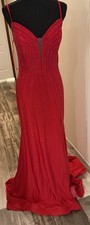 Red Prom Dress, Formal Red , White And Blue. Corset Back . Size 14 . Gorgeous