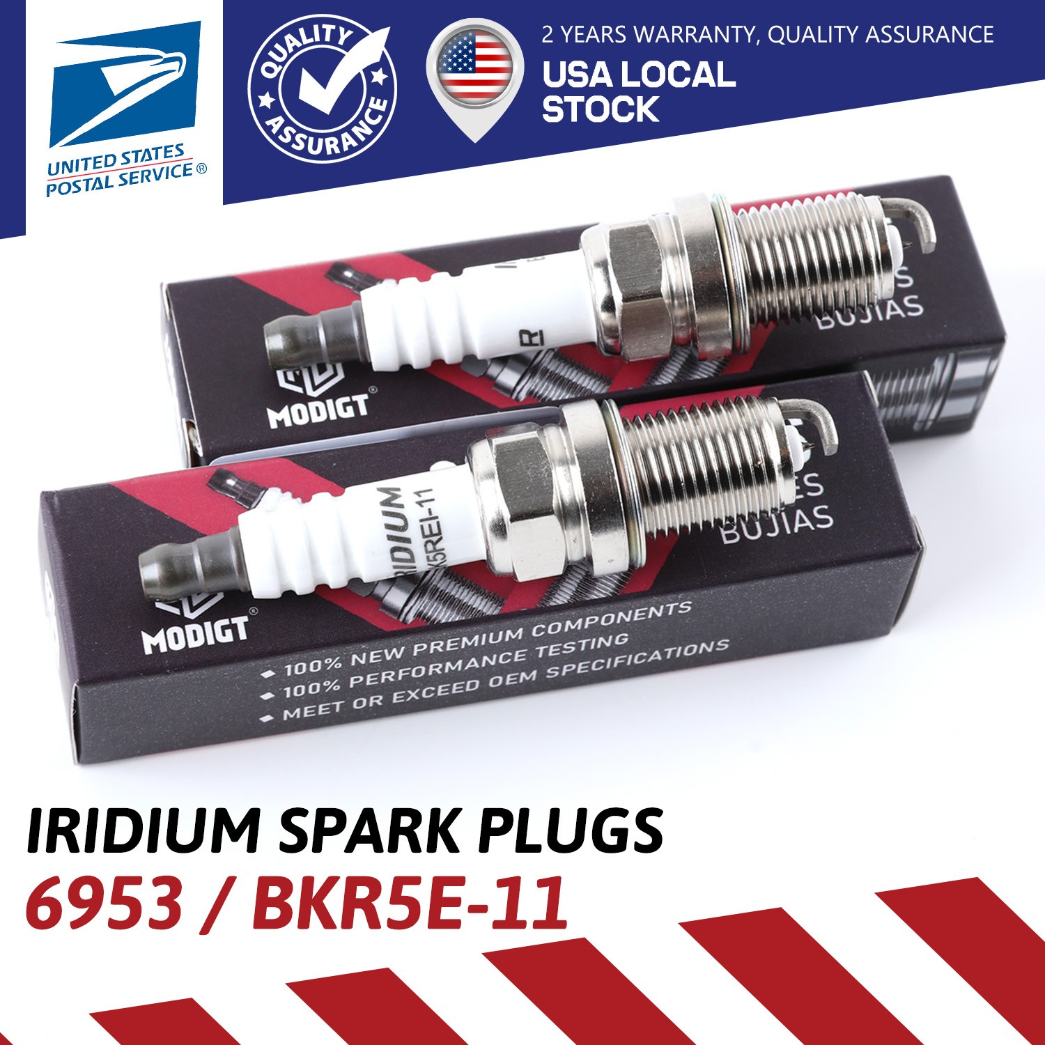 Set of 2 For NGK Iridium Spark Plug For Nissan Toyota VW Mazda 6953 BKR5E11 OEM