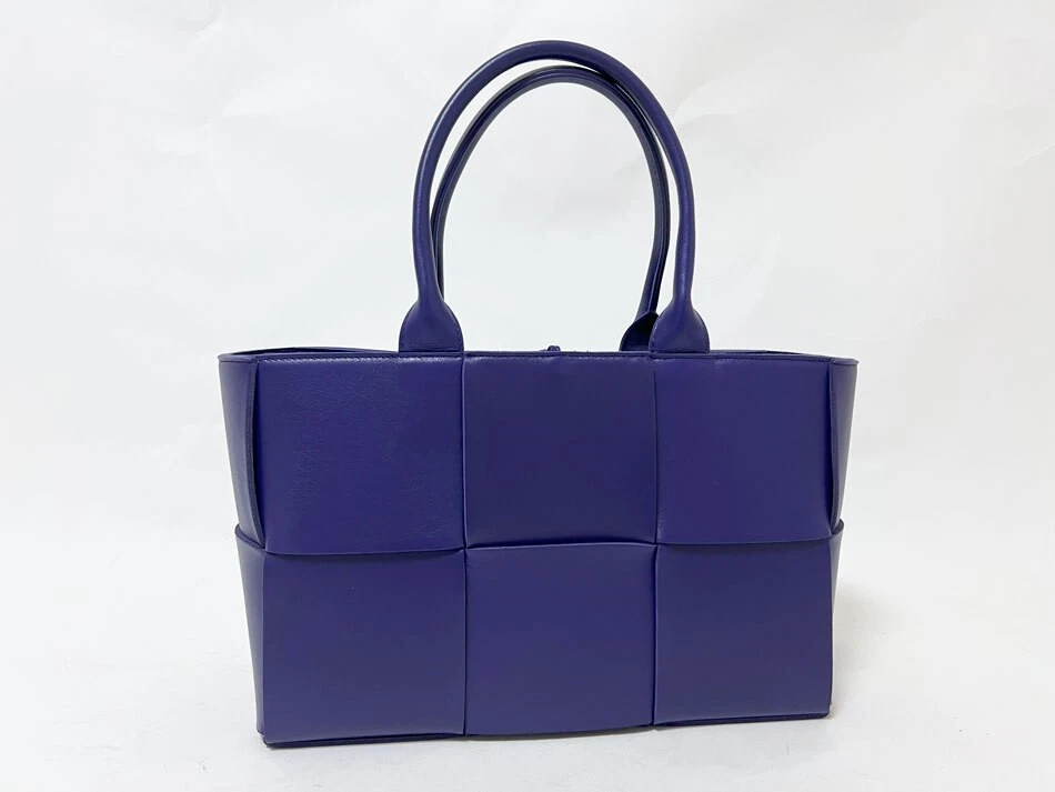 Bottega Veneta Maxi Intrecciato Arco Tote Bag Purple Leather Small