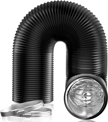5 x32FT Black Air Duct Hose Flexible Vent Pipe for HVAC Grow Tent Kitchen Dryer