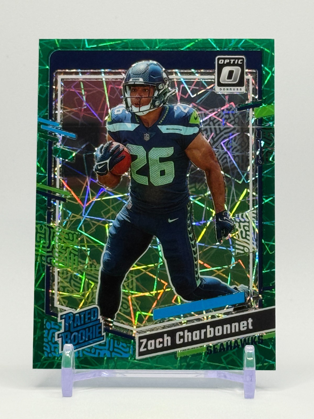 2023 Panini Optic Rated Rookie Zach Charbonnet #294 Green Velocity Prizm (RC)