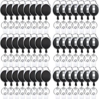 50 Pcs Heavy Duty Retractable Badge Reels Batch ID Badge Holder Retractable Clip