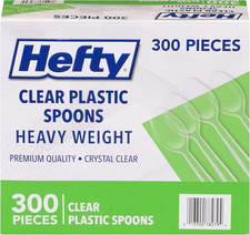 Heavy Duty Plastic Spoons, 300 Count, Bulk Clear Disposable Spoons for Offices,