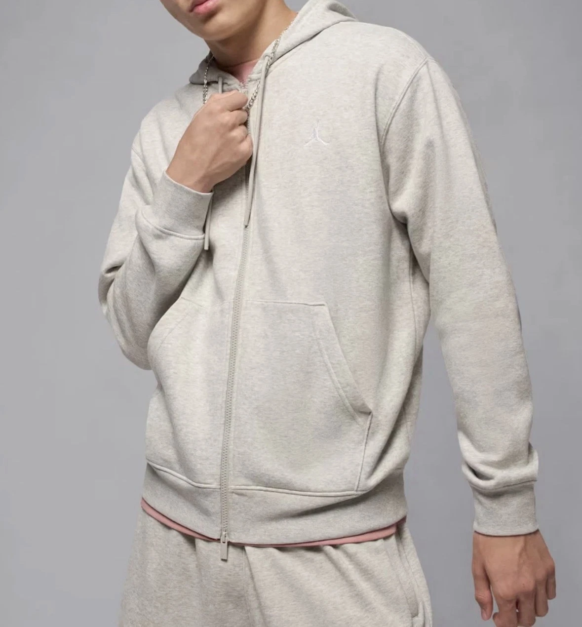 NIKE Air Jordan Size XL Brooklyn Fleece Full-Zip Hoodie GREY (FV7289 050)