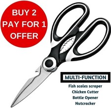 2 Stainless Steel Kitchen Shears Heavy Duty Scissors for Meat Fish Chicken Bones
