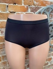Breezies Basics Black Silky Knit Hi-Cut Panties New
