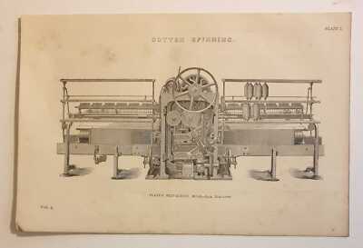 MACKENZIE Platt's Self-Acting Cotton Mule 1 (c.1877 Engineering Engraving)