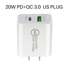 1X Dual Ports PD USB A & USB Type C Block Fast Charging Brick For iPhone Samsung