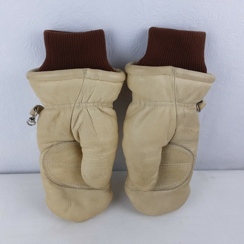 VINTAGE FAIRFIELD HANOVER ZERO TAN LEATHER MITTENS Family Size XS USA Made - Picture 2 of 6
