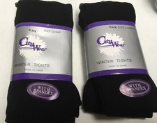 Warm winter tights BLK by CITY WEAR 70%acrylic 30% Spandex sold separate NIP