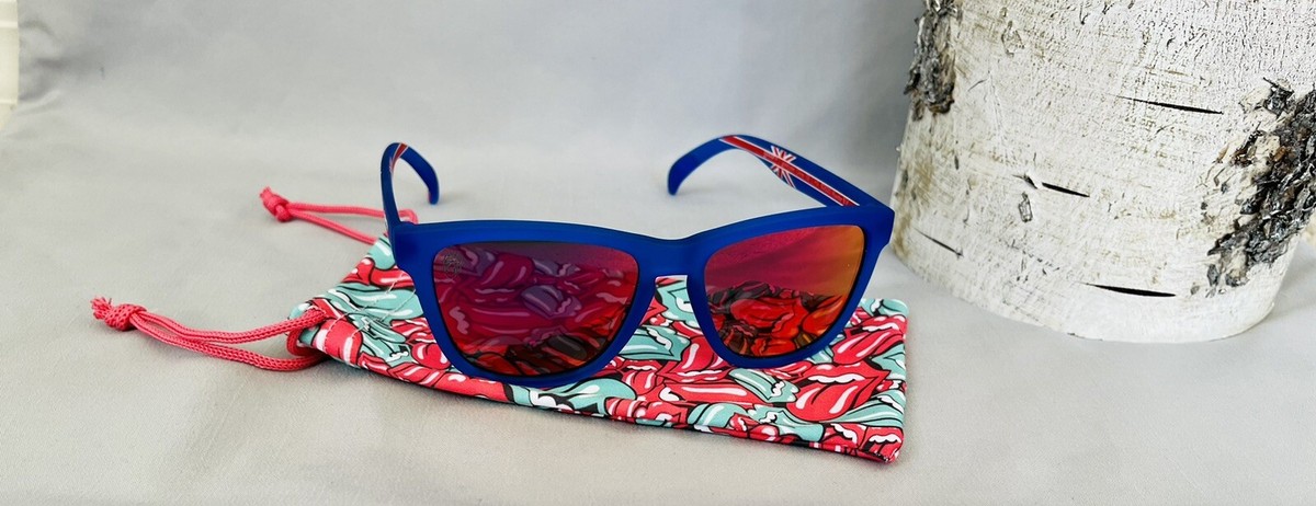 Goodr limited-edition Rolling Stones sunglasses with “hot lips” design and pouch NWOT Goodr UNION JACK FLASH OG No Slip English Rolling  main image 3