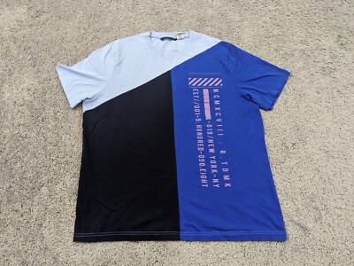 Sean John T Shirt Men's XL Colorblock Blue Short Sleeves Blue Cotton