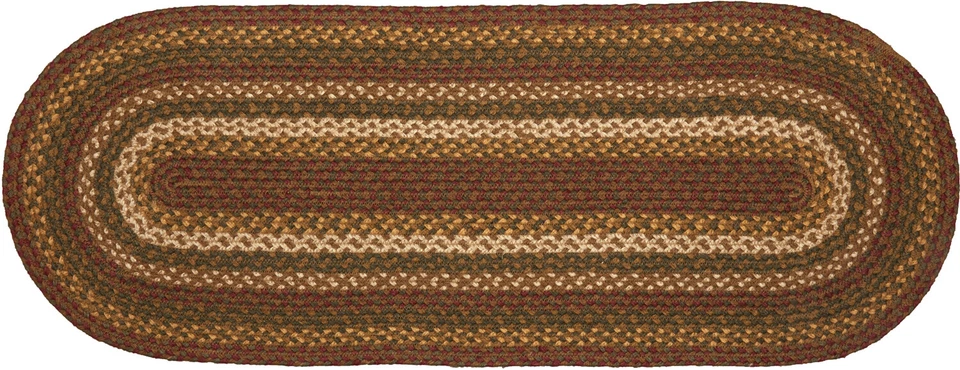 Tea Cabin JUTE RUNNER 13X36 Ovalado Country Verde Tostado Marrón Marcas VHC Foto 2 de 4