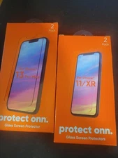 Protect Onn Clear Glass Screen Protector Fits iPhone, Pro 12 13 11/Xr/X/Xs NEW