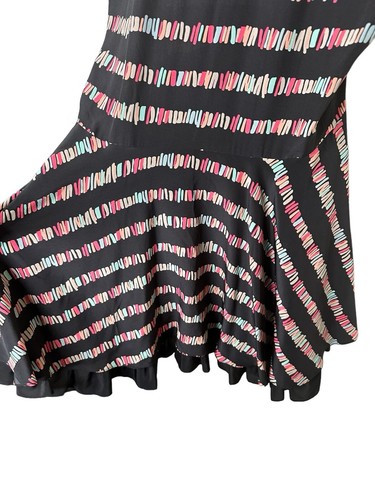 See By Chloe Silk Dress Size 4 Black Multicolor Brushstroke Print Ruffled Lining - Picture 2 of 15
