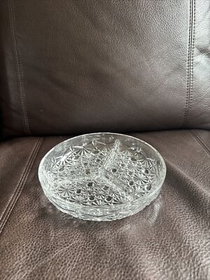 VINTAGE FENTON DAISY / BUTTON & BOWS THREE SECTION SERVING BOWL / DISH - 7 1/2''