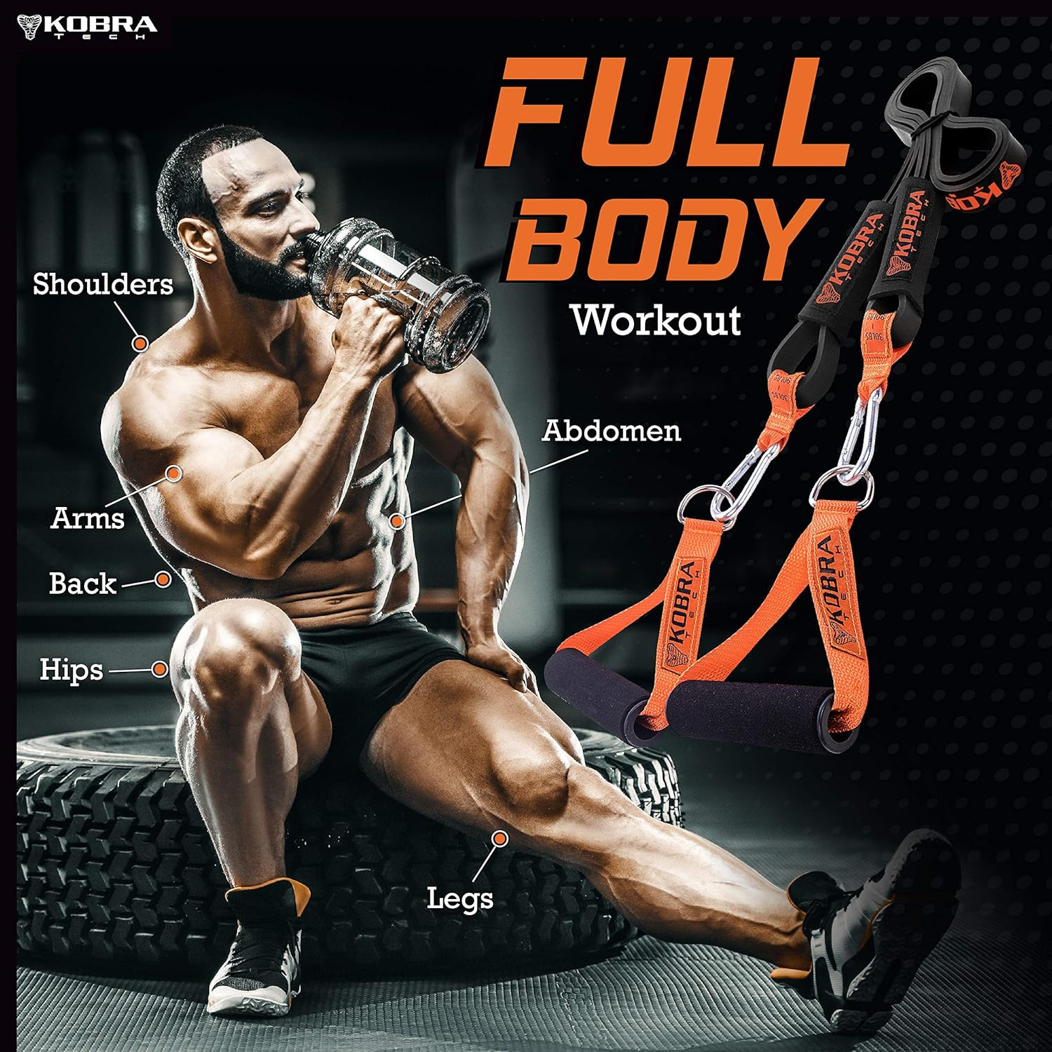 The Ultimate Resistance Bands Set| Durable Exercise Bands with Bar & Handles| Wo
