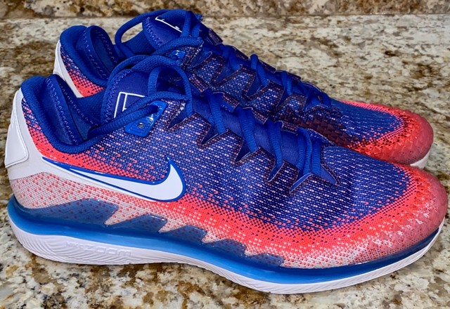 royal blue and white tennis shoes