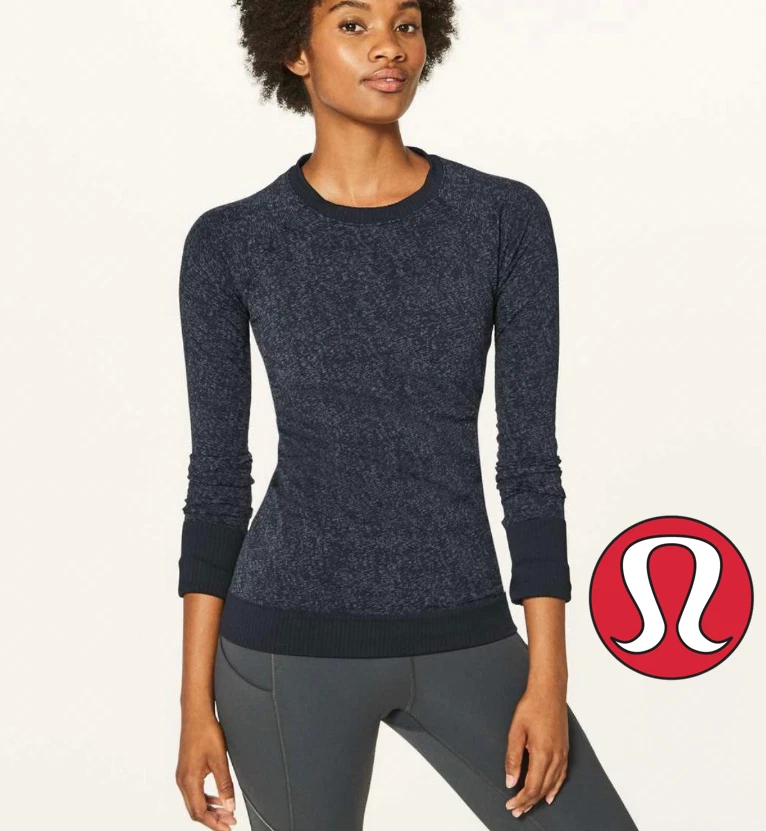 Lululemon Women Rest Less Pullover Lightweight Sweater Gray Black