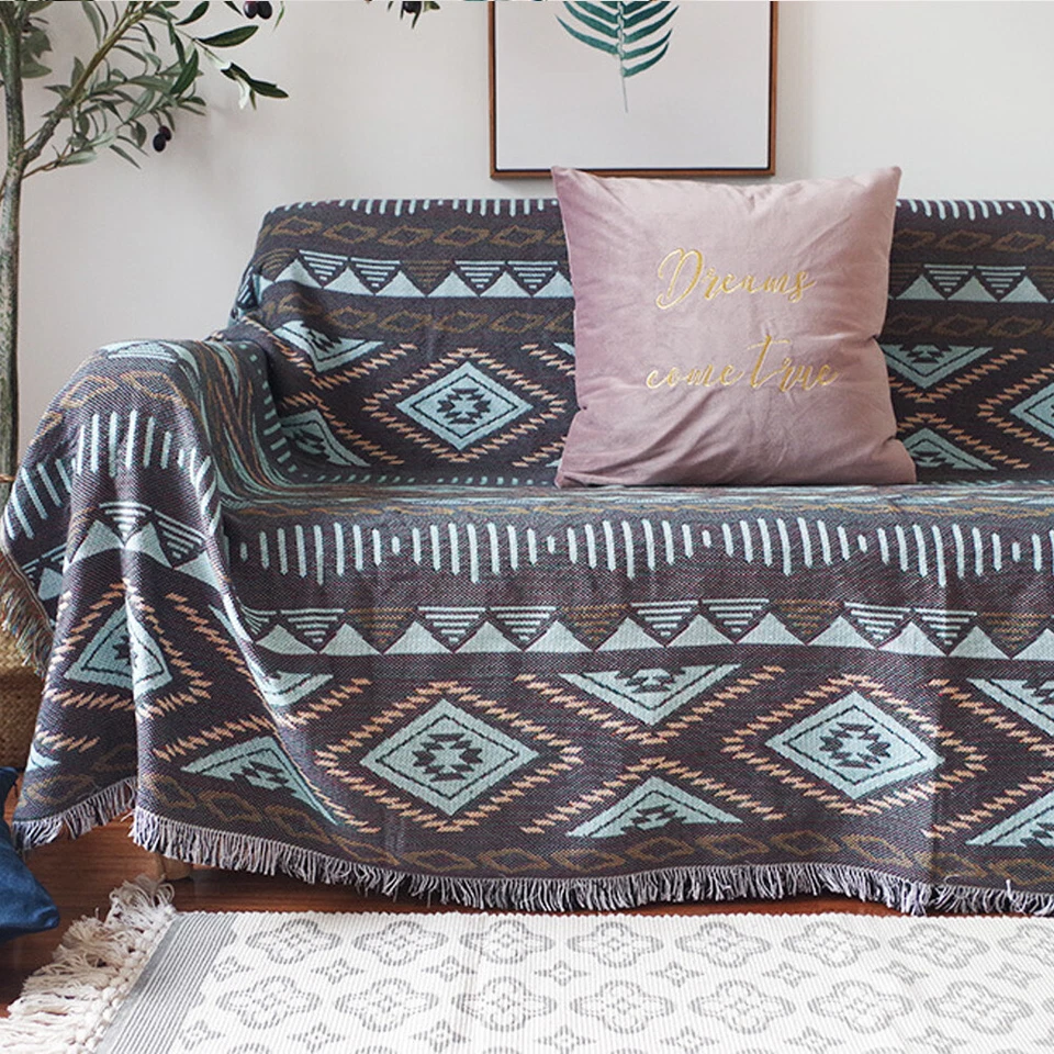 Bohemian Bed Throw Aztec Couch Blanket Oversize Sofa Cover Lounge Rug w/ Tassels - image 3 of 4