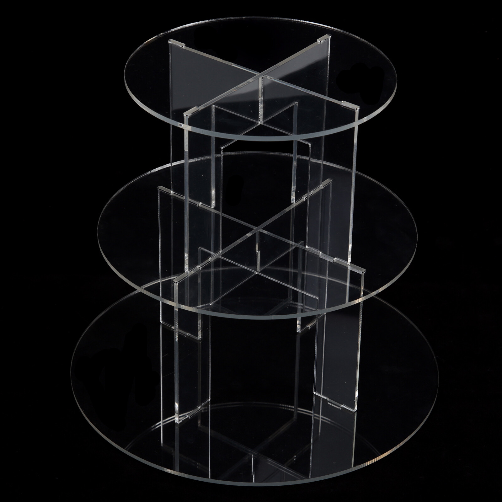 3 Tier Level Round Cupcake Stand Dessert Clear Acrylic Display Cake