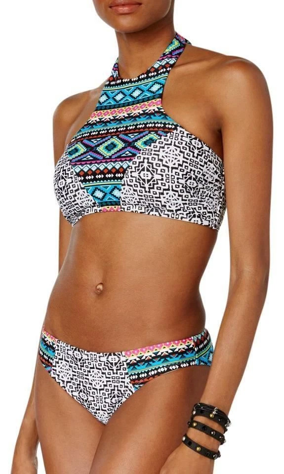 Parte superior de bikini Hula Honey Desert Daze cuello alto push-up negro XS M NUEVO CON ETIQUETAS Foto 2 de 4