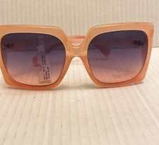 Trendy Blush Color Oversized Square Shaped Sunglasses with Blue Ombr  Lens.