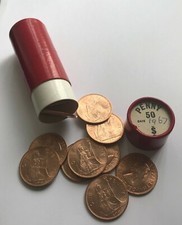 50x UNC QUEEN ELIZABETH II 1967 BRONZE PENNIES 1d