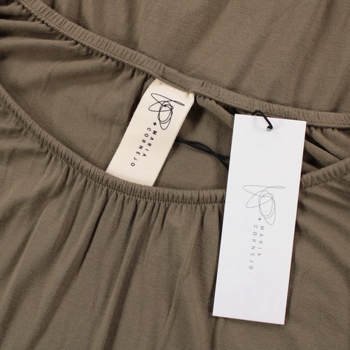 Zero + Maria Cornejo NWT Girly Bubble Short Sleeve Top Size M Light Olive Green