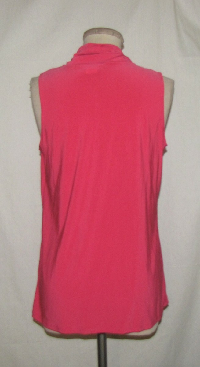 American City Wear Sleeveless Top Pink Self-Tie Cowl Neck