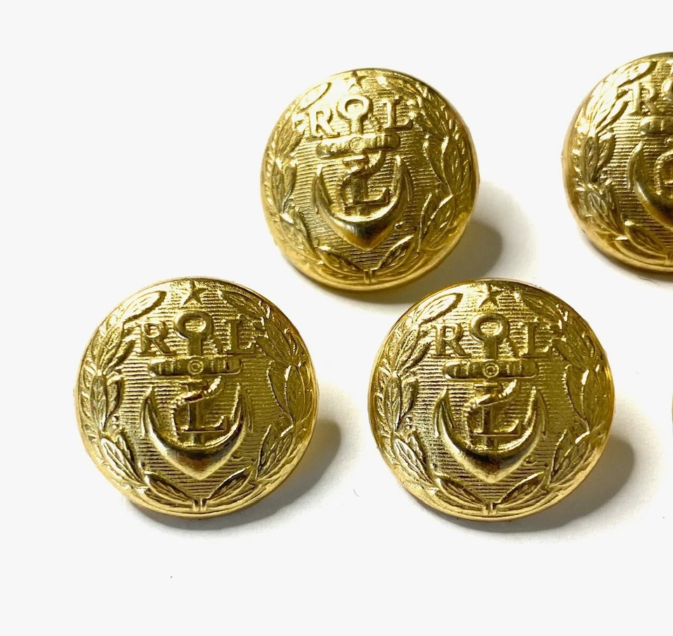 (7) Ralph Lauren Gold Logo Anchor Nautical Replacement Buttons (approx. 1/2") - Image 2 of 4