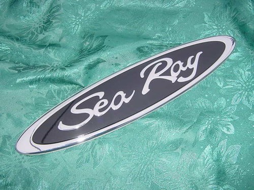 SEA RAY CHROME BLACK OVAL SIDE HULL EMBLEM NEW 13"x2-3/4" x 1/4" USA - Bild 8 von 12