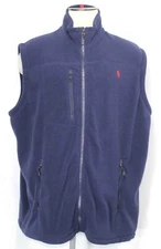 Polo Ralph Lauren Blue Full Zip Zippered Pockets Fleece Vest Mens Size 2XL