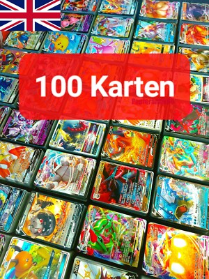100 Pokémon Karten Sammlung 1 V/GX/VMAX + 10 Seltenen HOLOS & PIKACHU EVOLI | EN