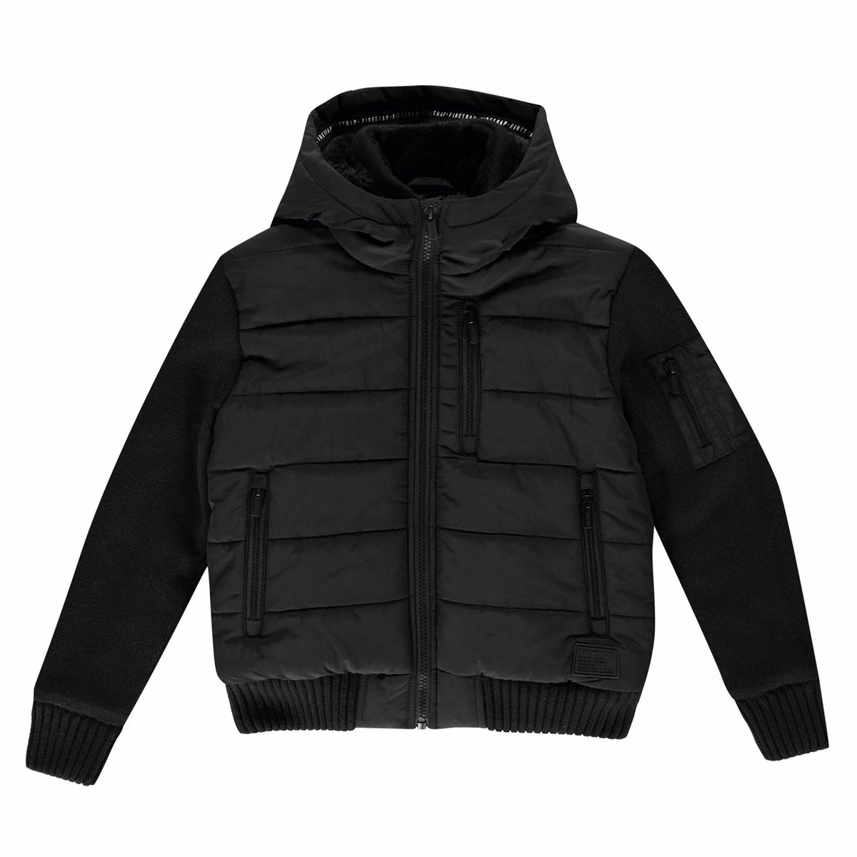 Firetrap Sartorial Knit Youngster Boys Lined Jacket Coat Top Hooded Zip