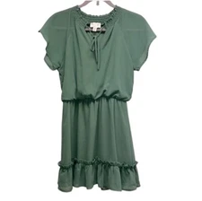 Jun & Ivy | Smocked Mini Dress Sage Green Flouncy XS‎