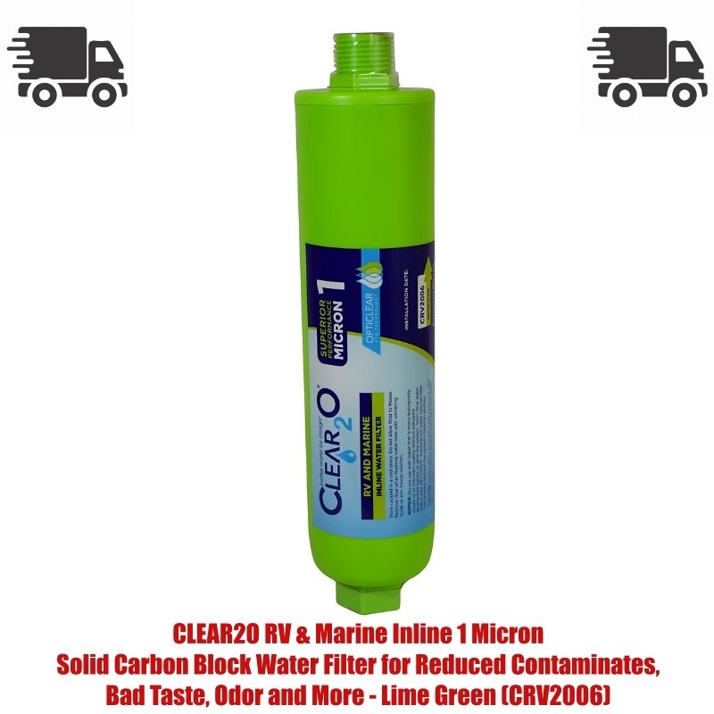 CLEAR2O RV Marine 1 Micron Carbon Block Water Filter Reduces Contaminants