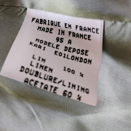 Philippe Adec Paris Womens Blazer Jacket Size UK 20 Pale Green Linen 3 Button - Picture 10 of 10