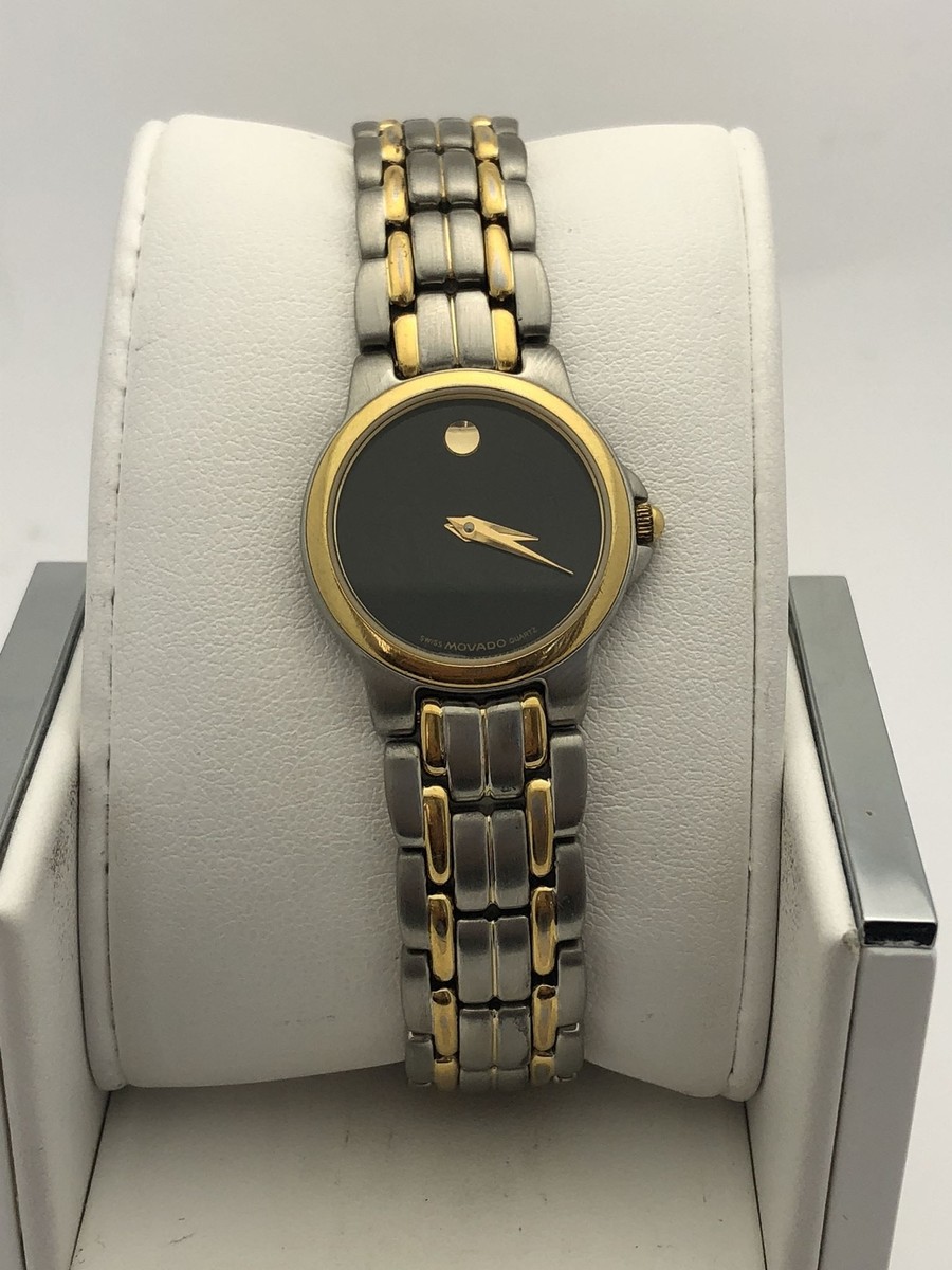 Movado Luxury Ladies Watch Two-Tone Bracelet Black Round Dial Gold-Tone Hands Amazon.com: Movado Museum Classic Women main image 3