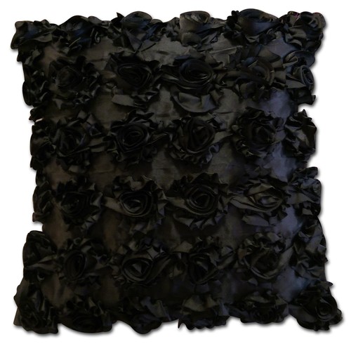 Soft 3D Satin Silk Raised 18"x18" Colourful Rose Design Cushion Covers/Cases - Picture 13 of 60